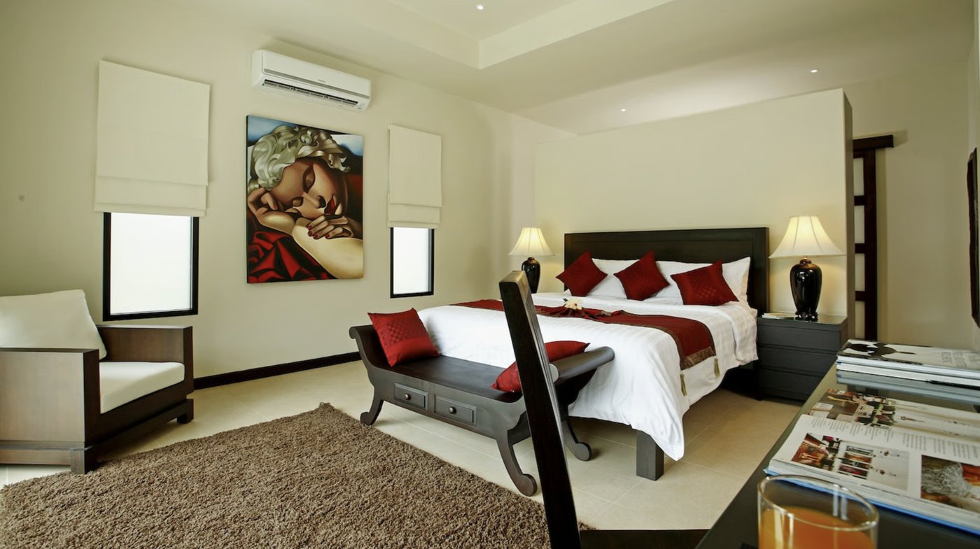 A guest bedroom at the villa